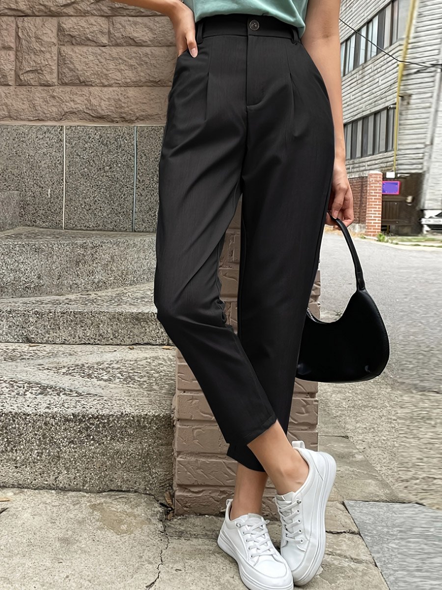 Solid Pocket Detail Ankle Length Skinny Pants