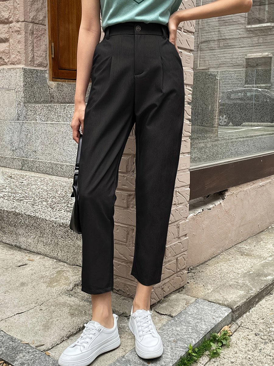 Solid Pocket Detail Ankle Length Skinny Pants