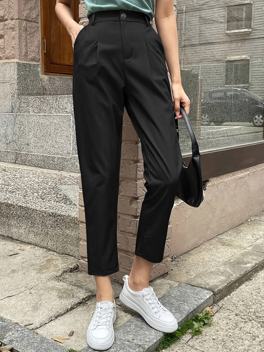 Solid Pocket Detail Ankle Length Skinny Pants
