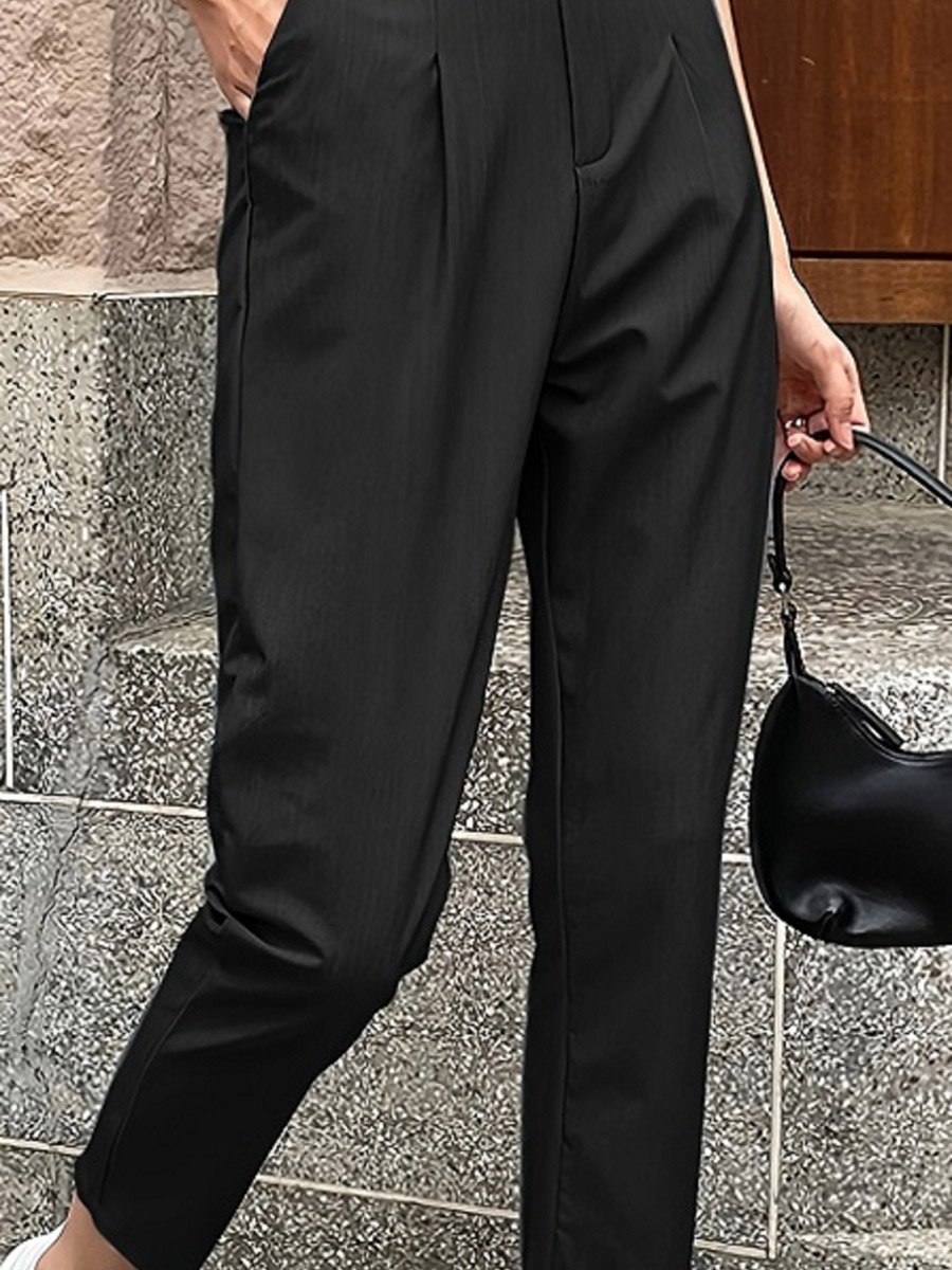 Solid Pocket Detail Ankle Length Skinny Pants