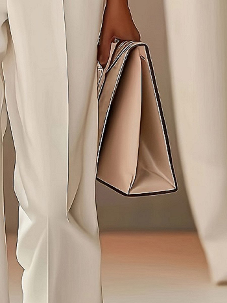 Solid Pocket Detail Wide Leg Pants