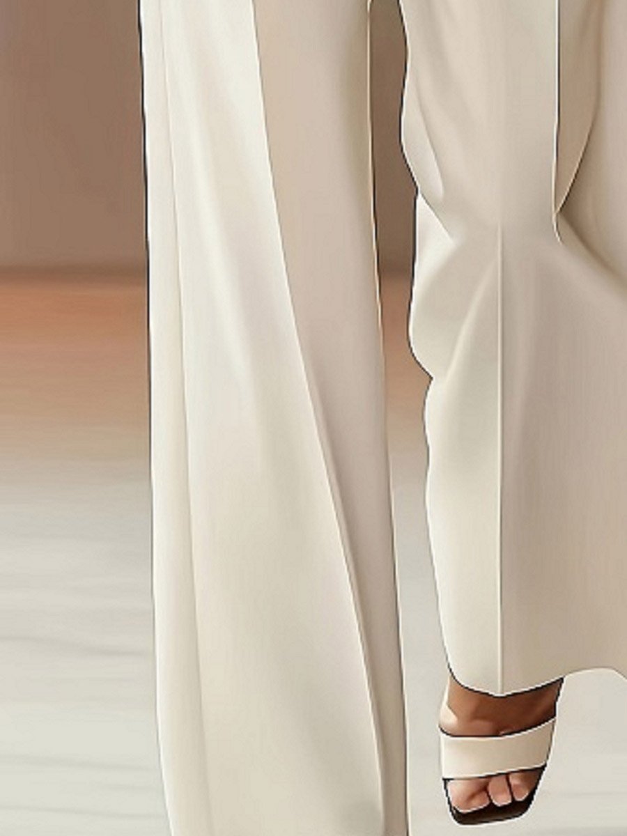 Solid Pocket Detail Wide Leg Pants