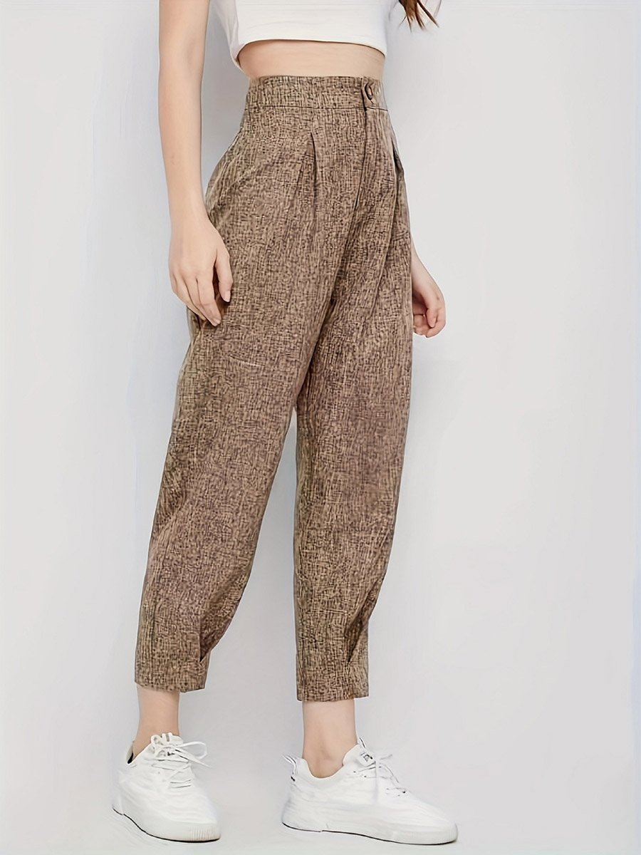 Solid High Rise Ankle Length Tapered Pants