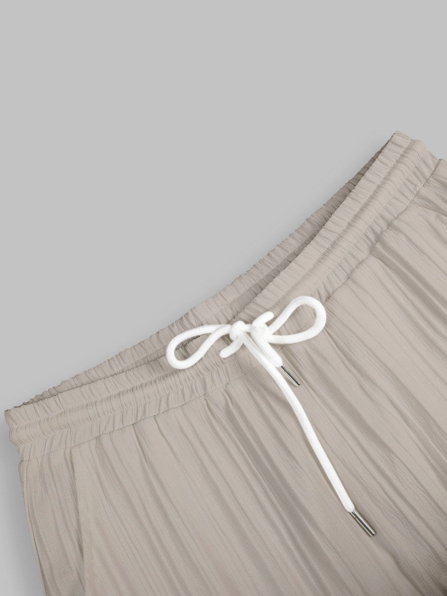 Men Beige Textured Shirt and Pants Co-Ords