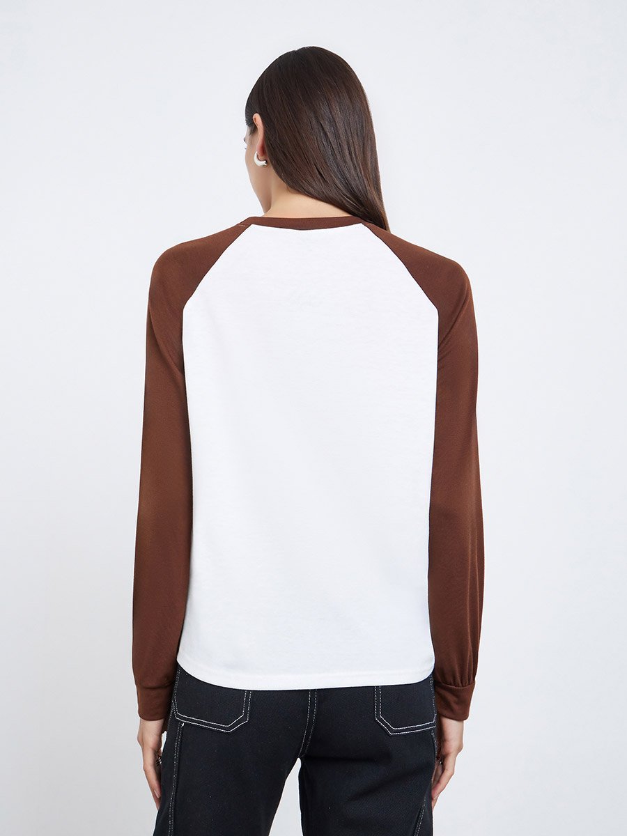 Color Block Raglan Sleeve Long Sleeve T-Shirt