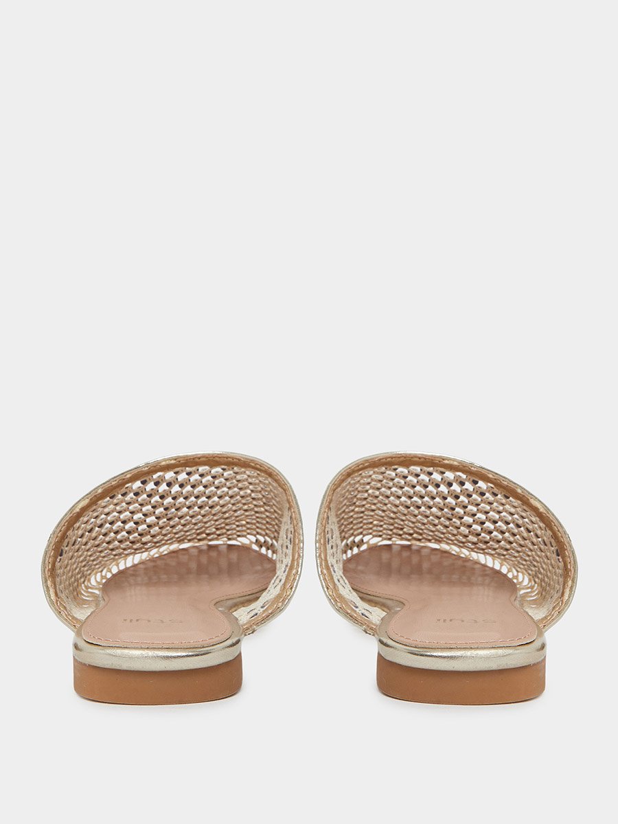 Gold Embellished Pointed Toe Mules