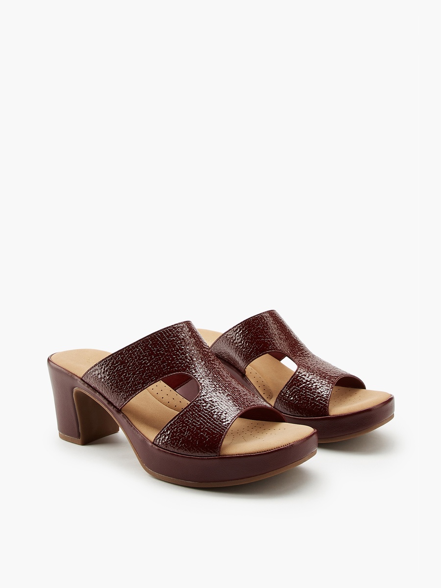 Textured Slip-On Sandals with Block Heels