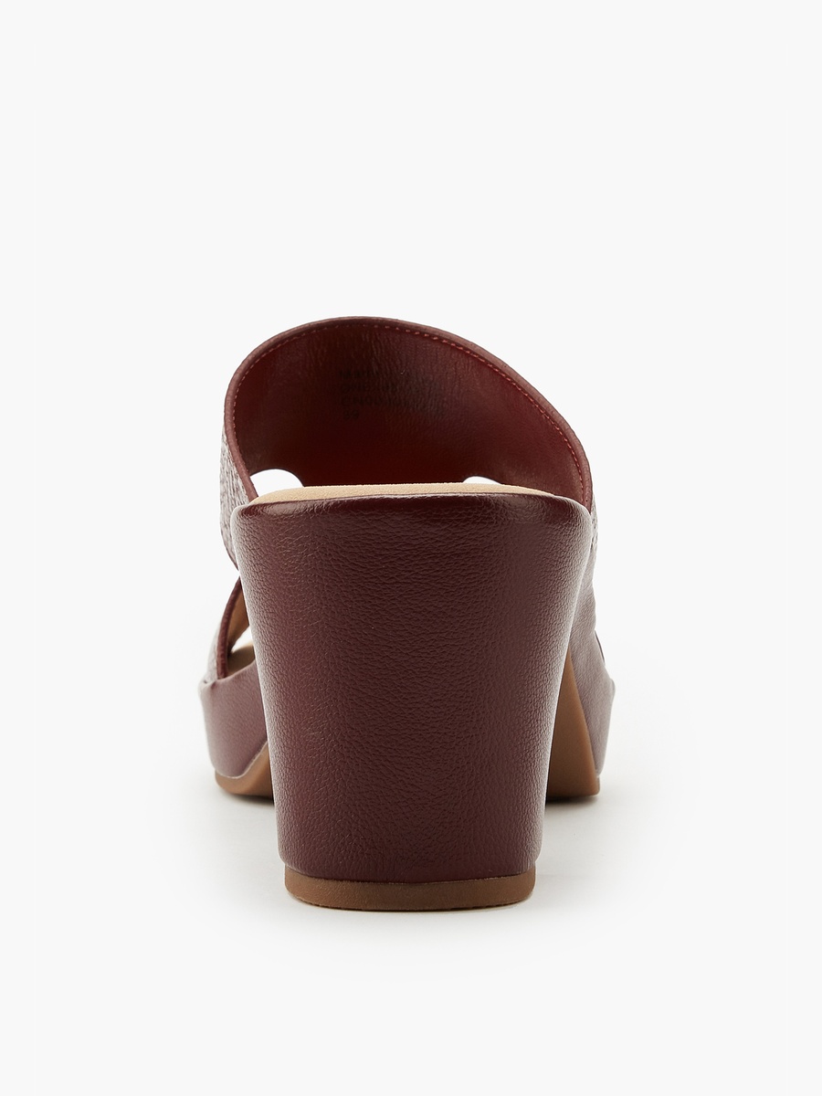 Textured Slip-On Sandals with Block Heels