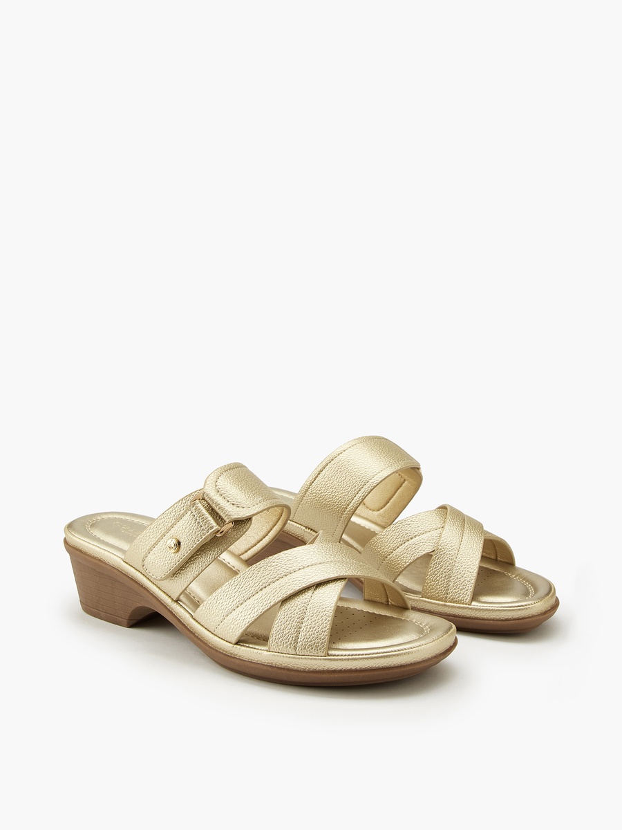 Criss-Cross Textured Slip-On Sandals