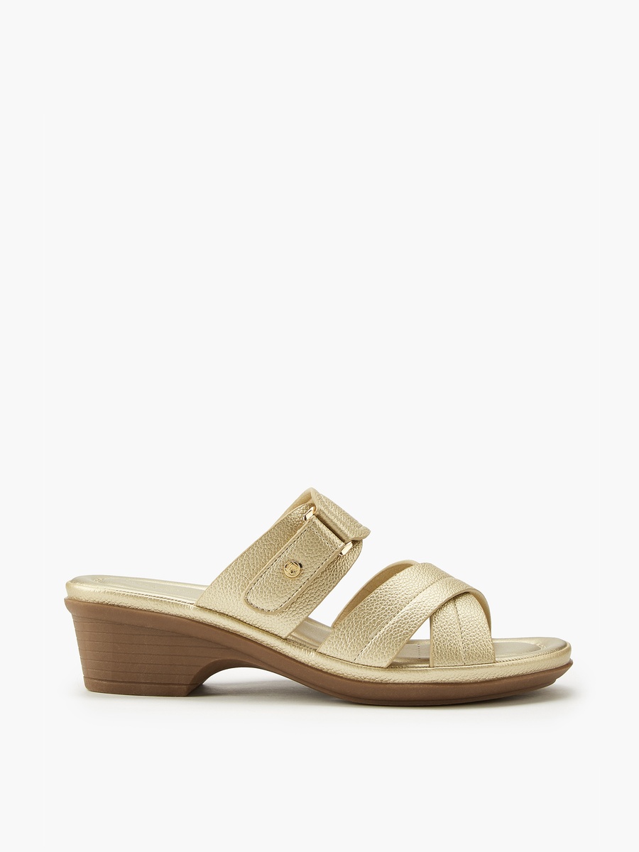 Criss-Cross Textured Slip-On Sandals