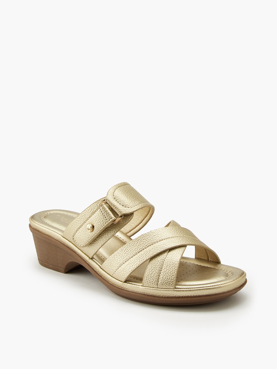 Criss-Cross Textured Slip-On Sandals