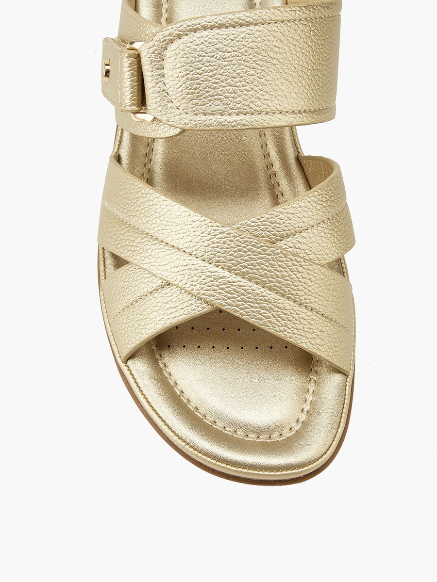 Criss-Cross Textured Slip-On Sandals