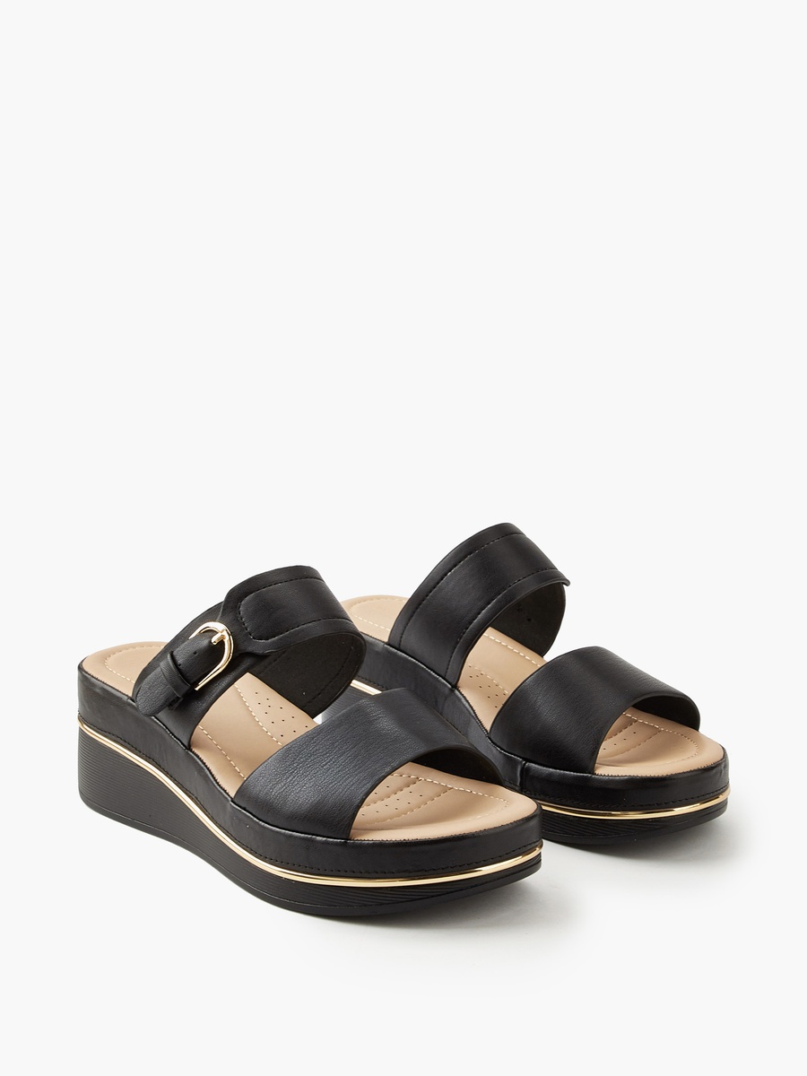 Buckle Accent Slip-On Sandals