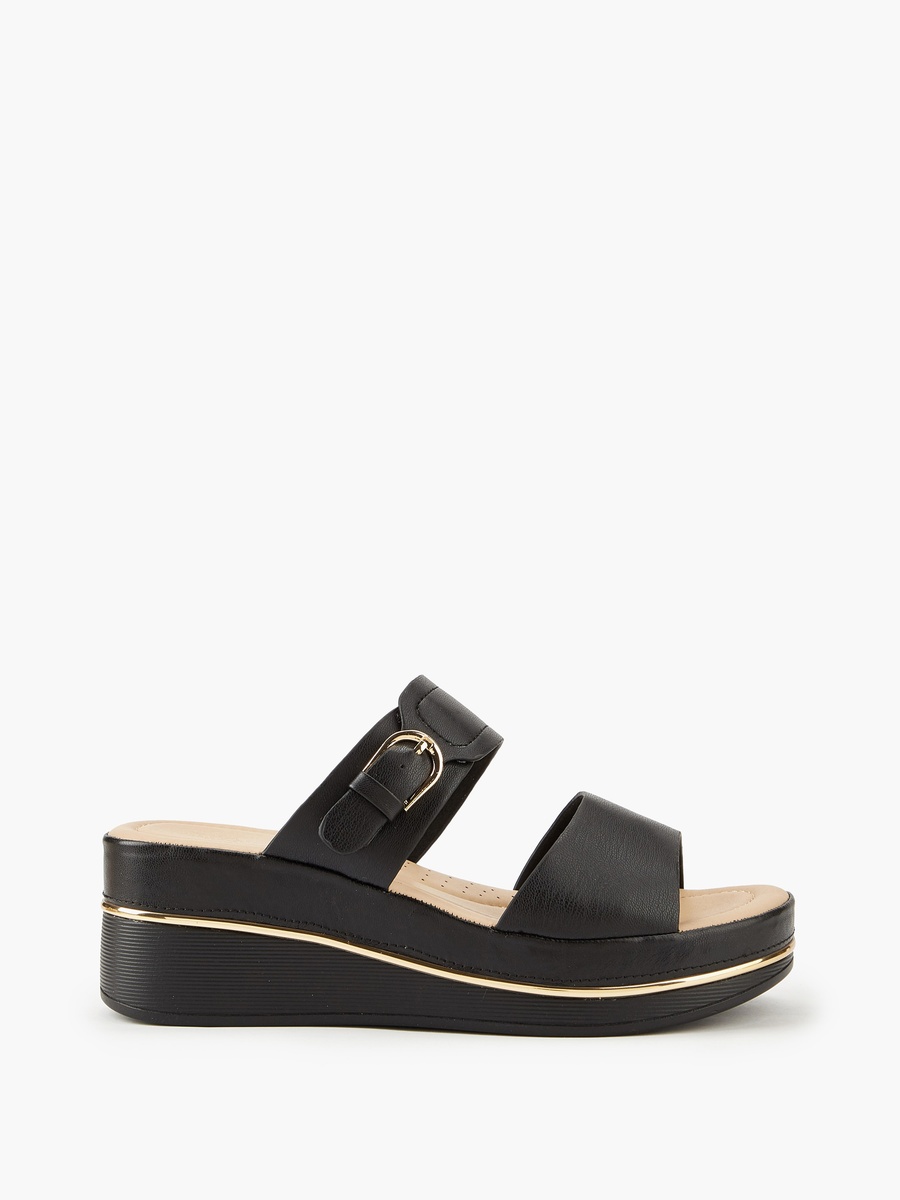 Buckle Accent Slip-On Sandals