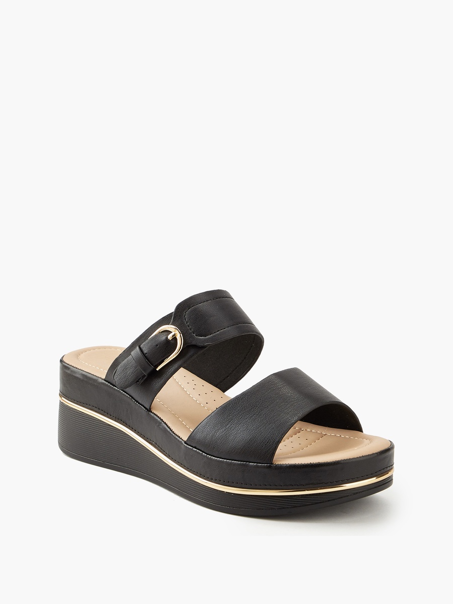Buckle Accent Slip-On Sandals