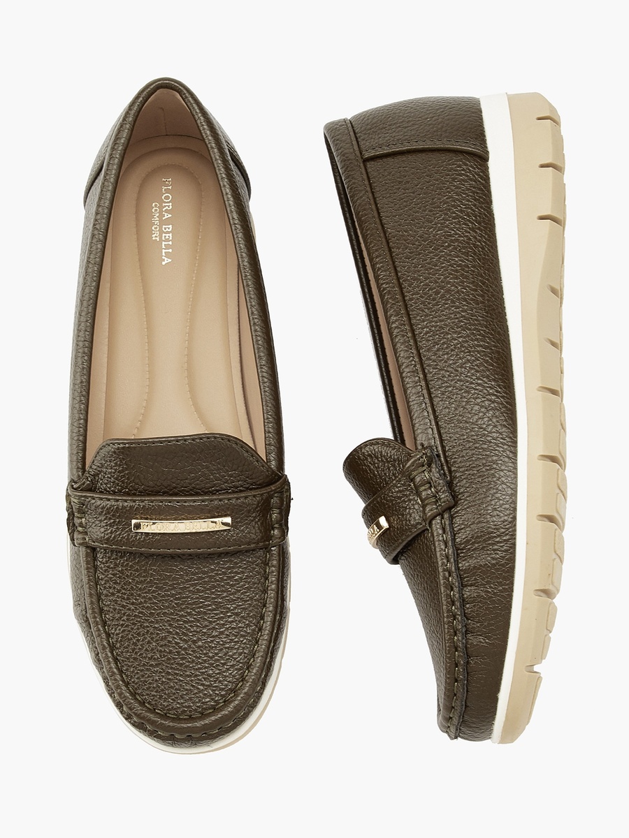 Textured Loafers with Metal Accent