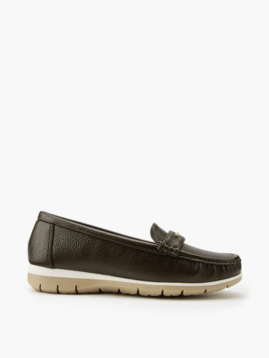 Textured Loafers with Metal Accent