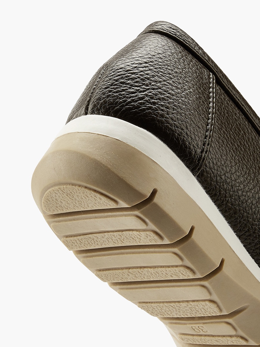 Textured Loafers with Metal Accent