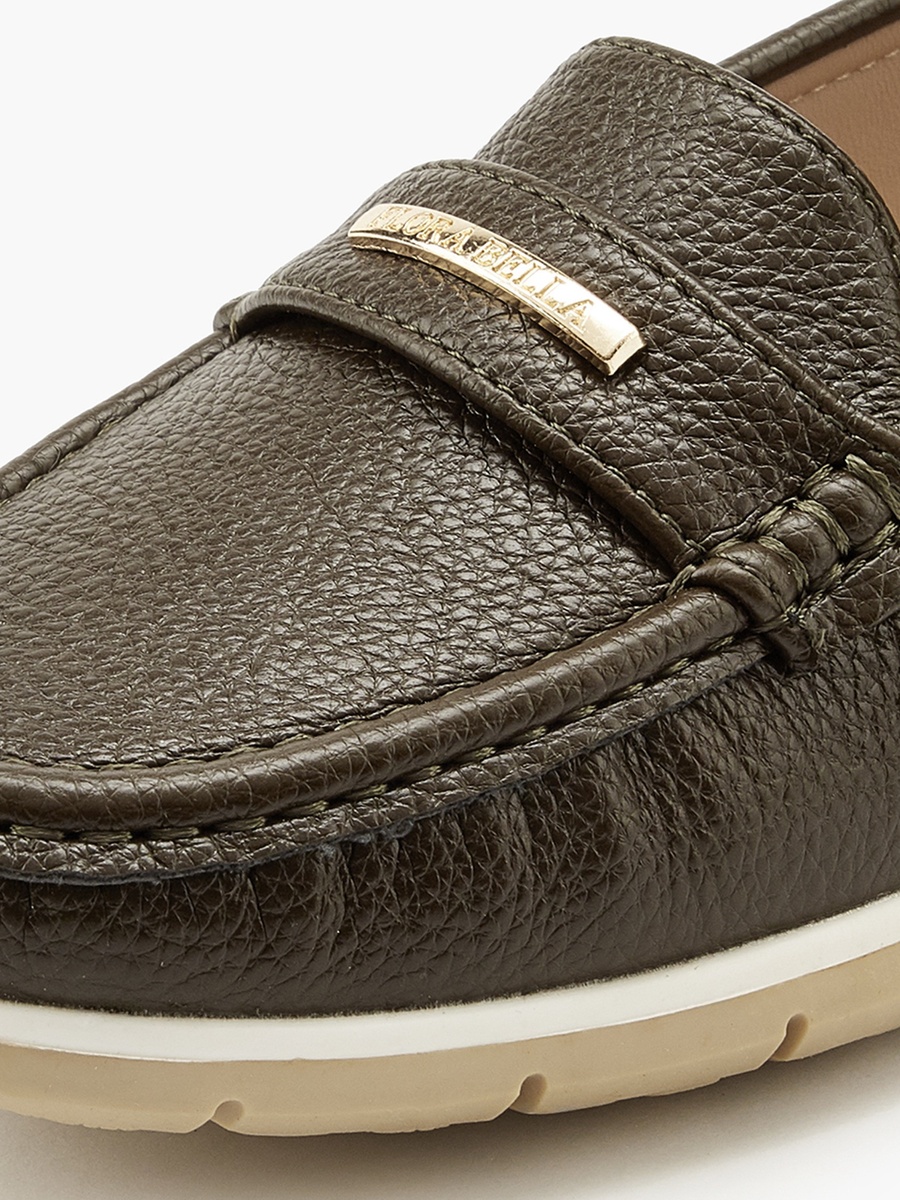 Textured Loafers with Metal Accent