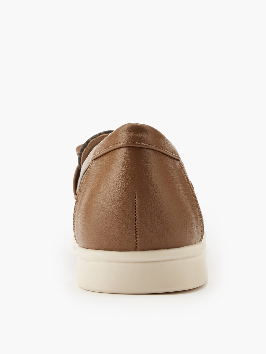 Monogram Print Slip-On Loafers with Bow Accent