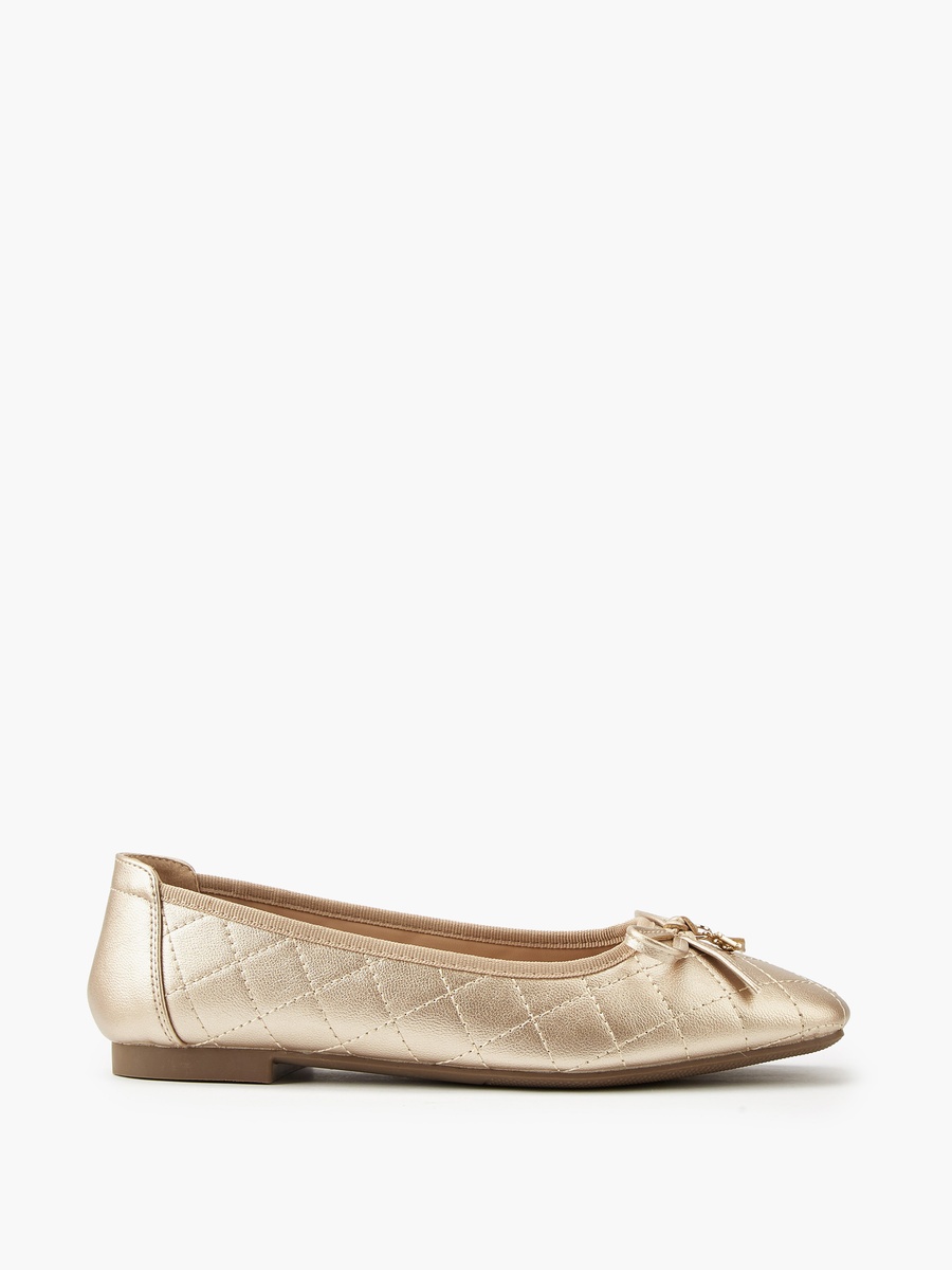 Quilted Ballerina Shoes with Bow Detail