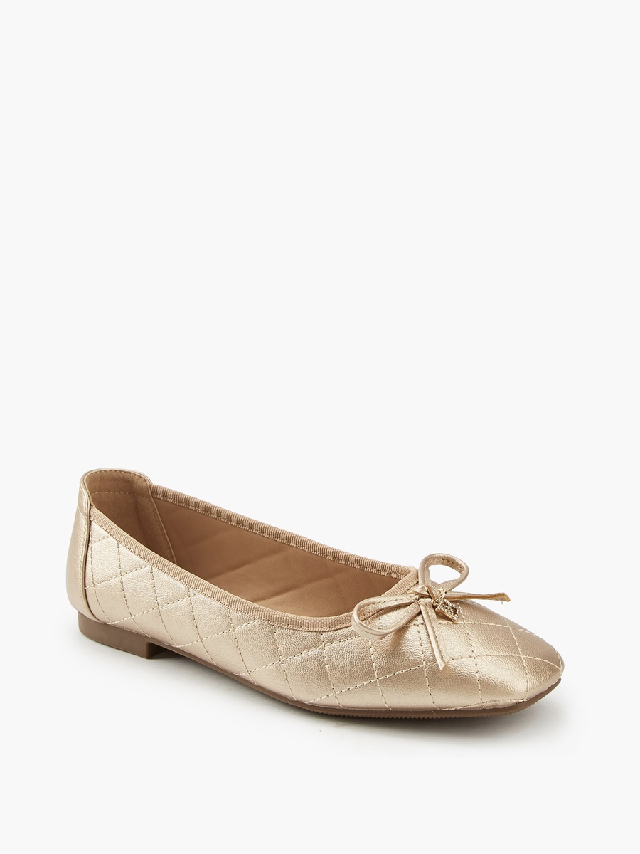 Quilted Ballerina Shoes with Bow Detail