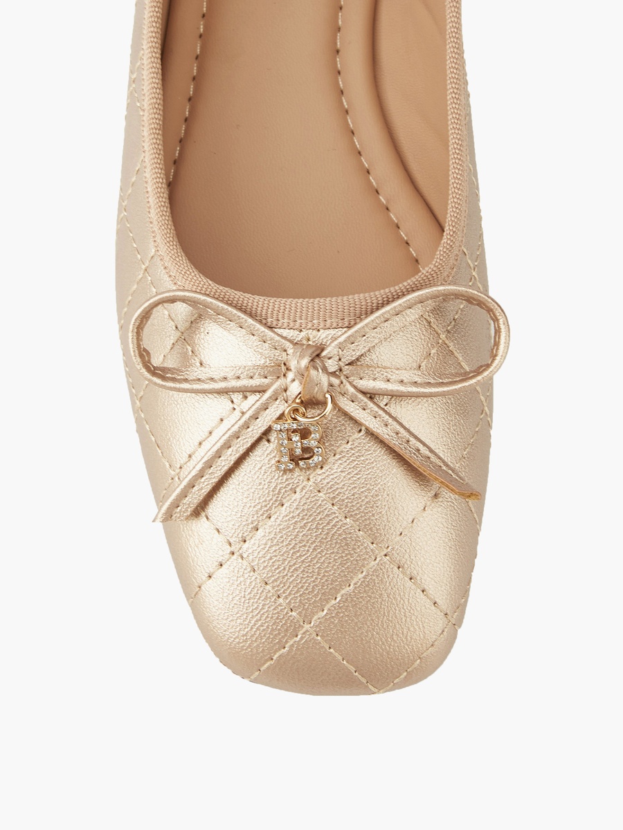 Quilted Ballerina Shoes with Bow Detail