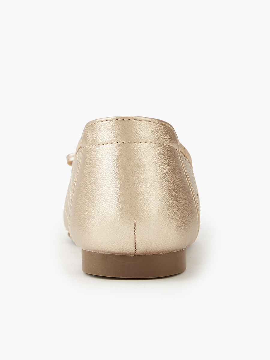 Quilted Ballerina Shoes with Bow Detail