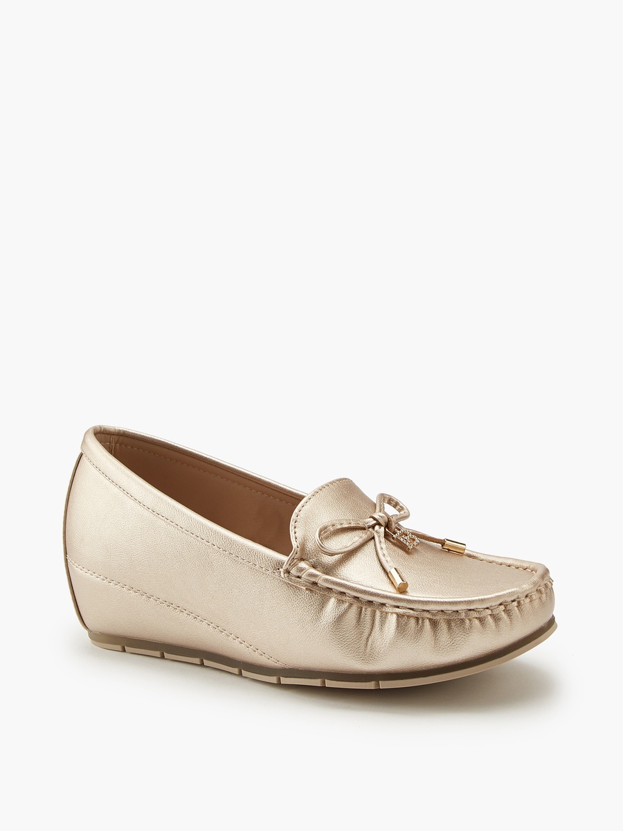 Bow Detail Slip-On Wedge Loafers