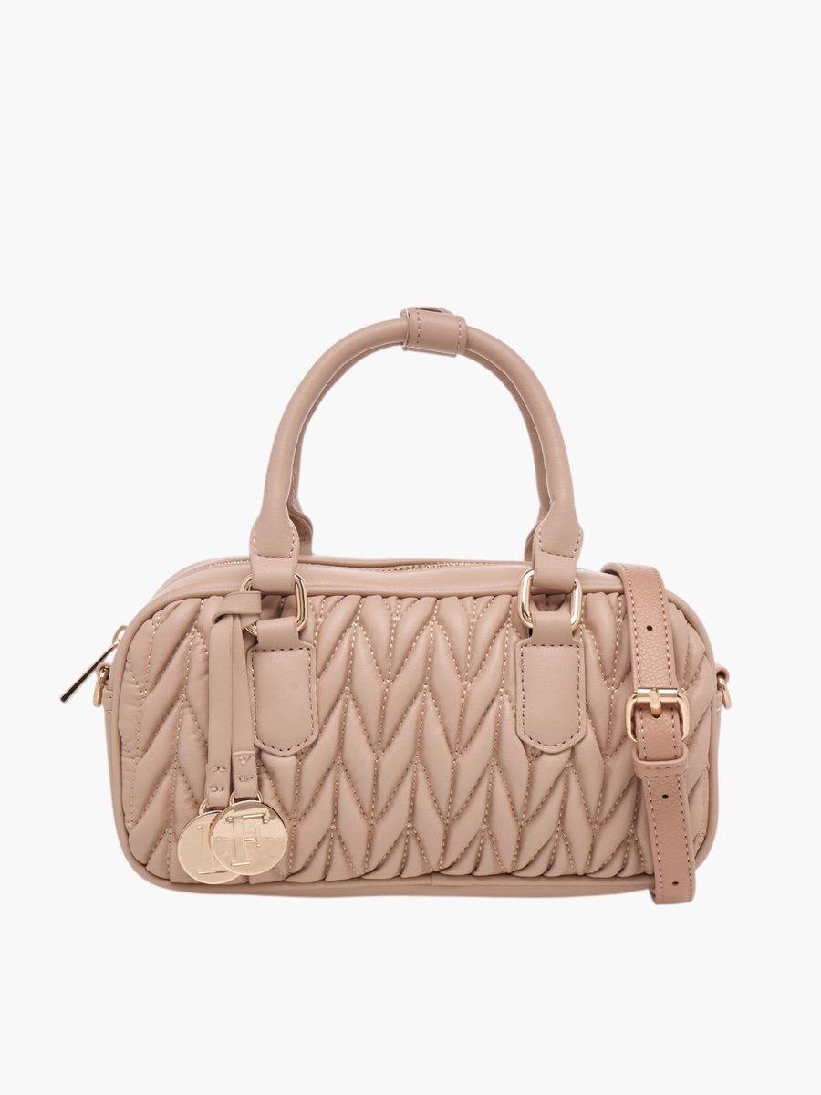 Quilted Tote Bag with Double Handle and Zip Closure