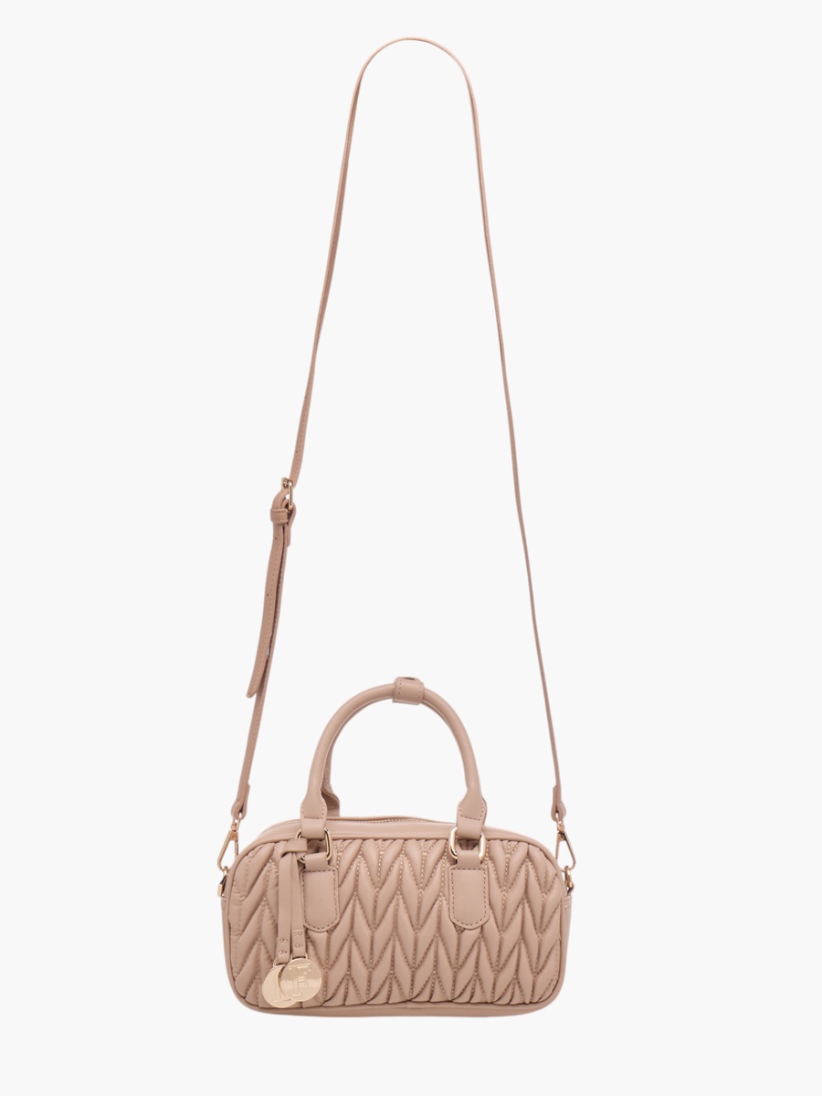 Quilted Tote Bag with Double Handle and Zip Closure