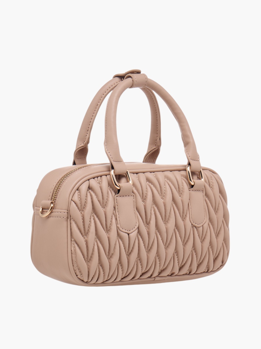 Quilted Tote Bag with Double Handle and Zip Closure