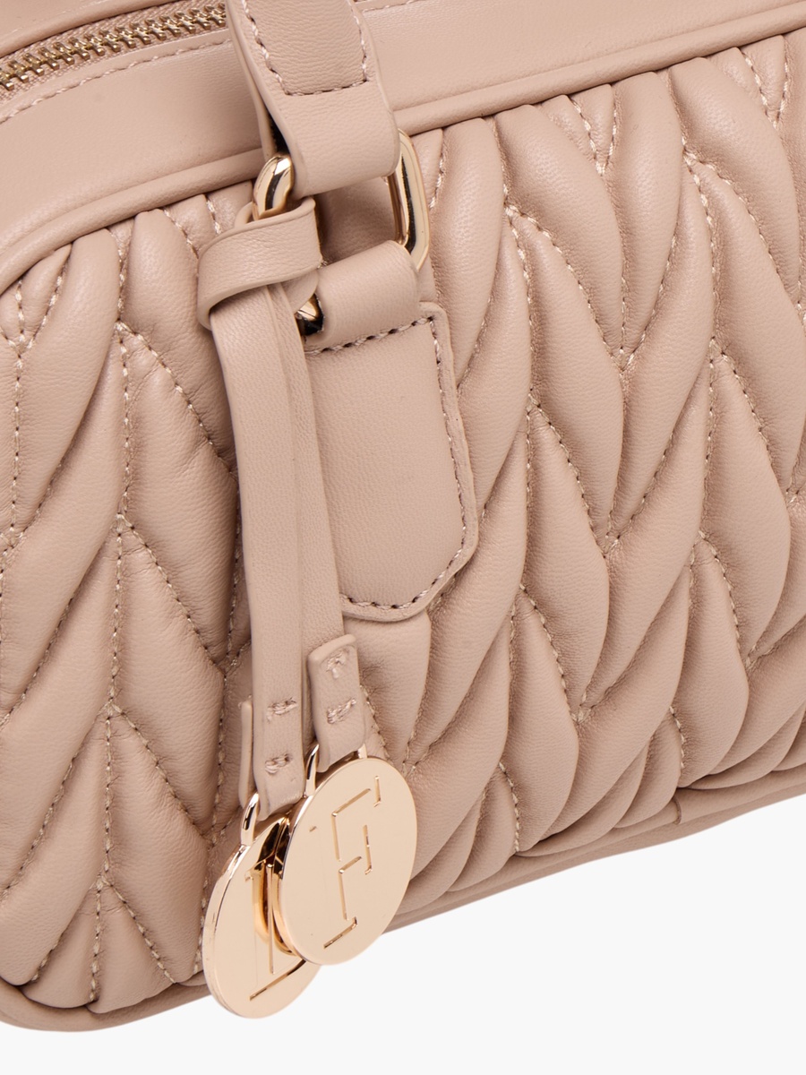 Quilted Tote Bag with Double Handle and Zip Closure
