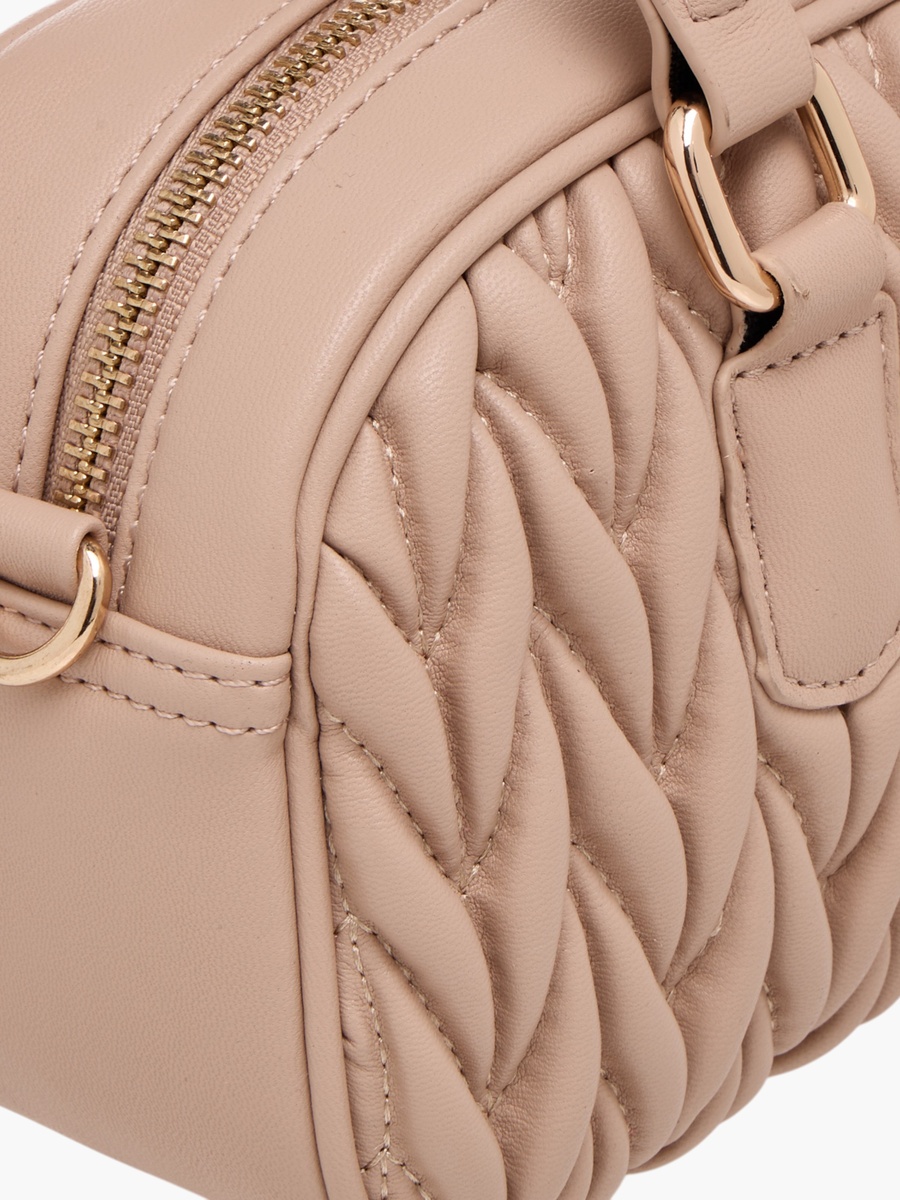 Quilted Tote Bag with Double Handle and Zip Closure