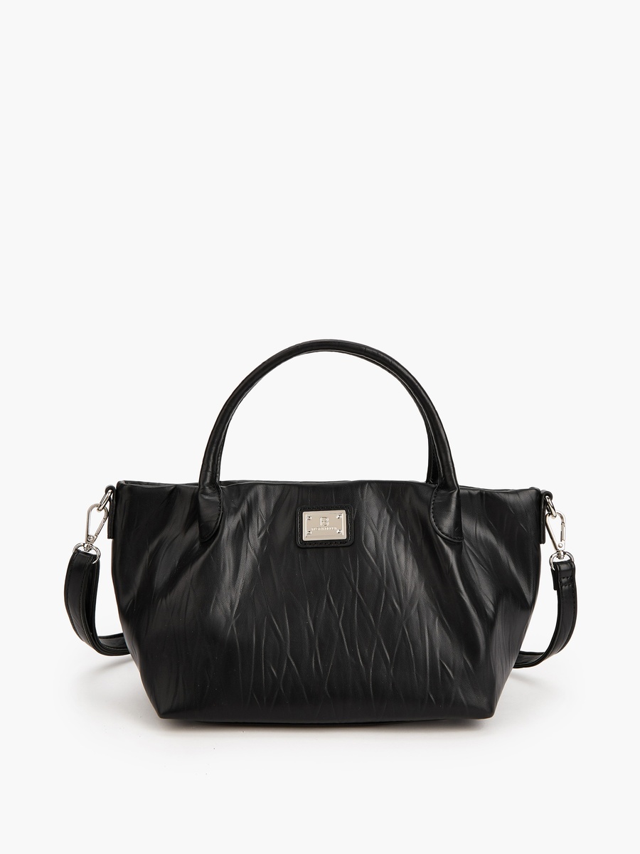 Textured Tote Bag with Button Closure