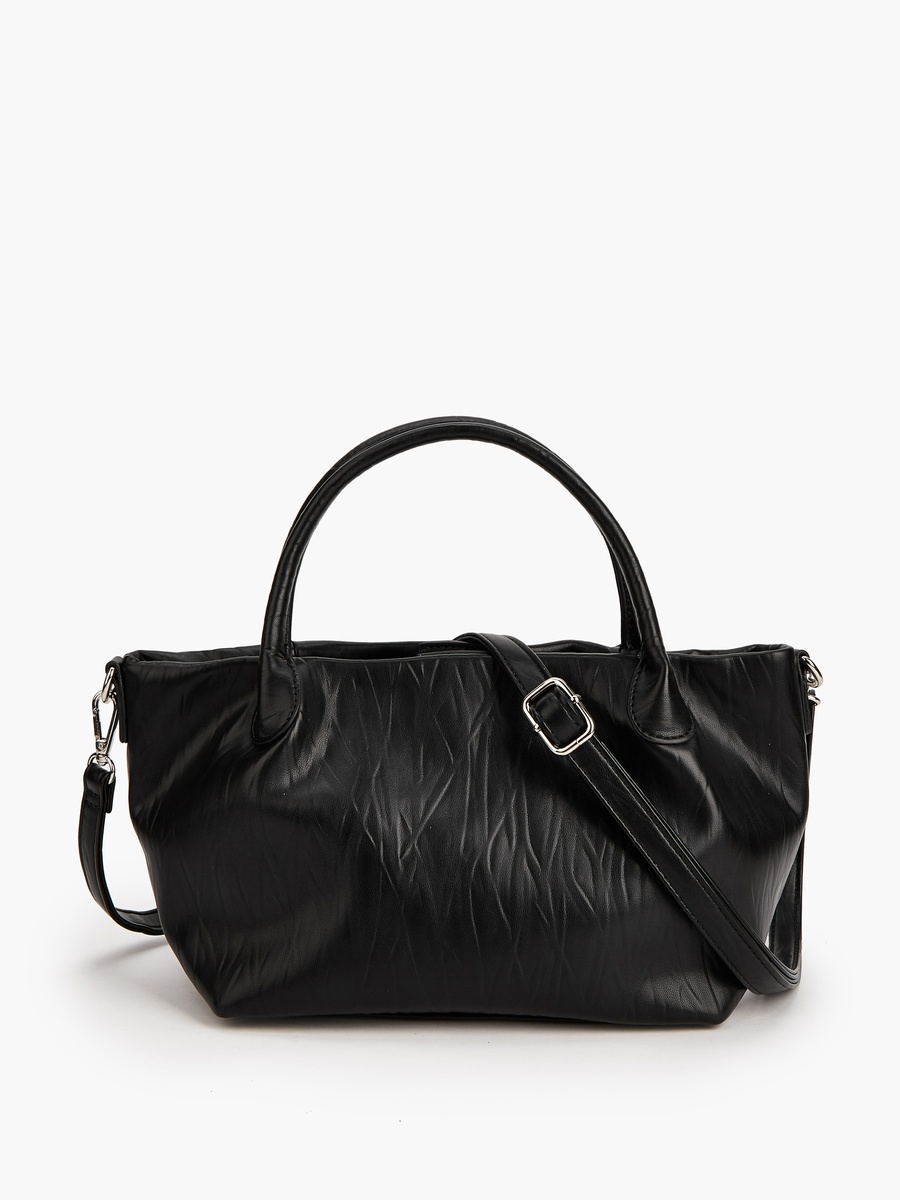 Textured Tote Bag with Button Closure