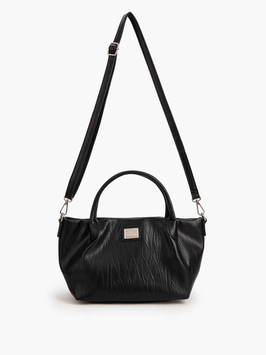 Textured Tote Bag with Button Closure