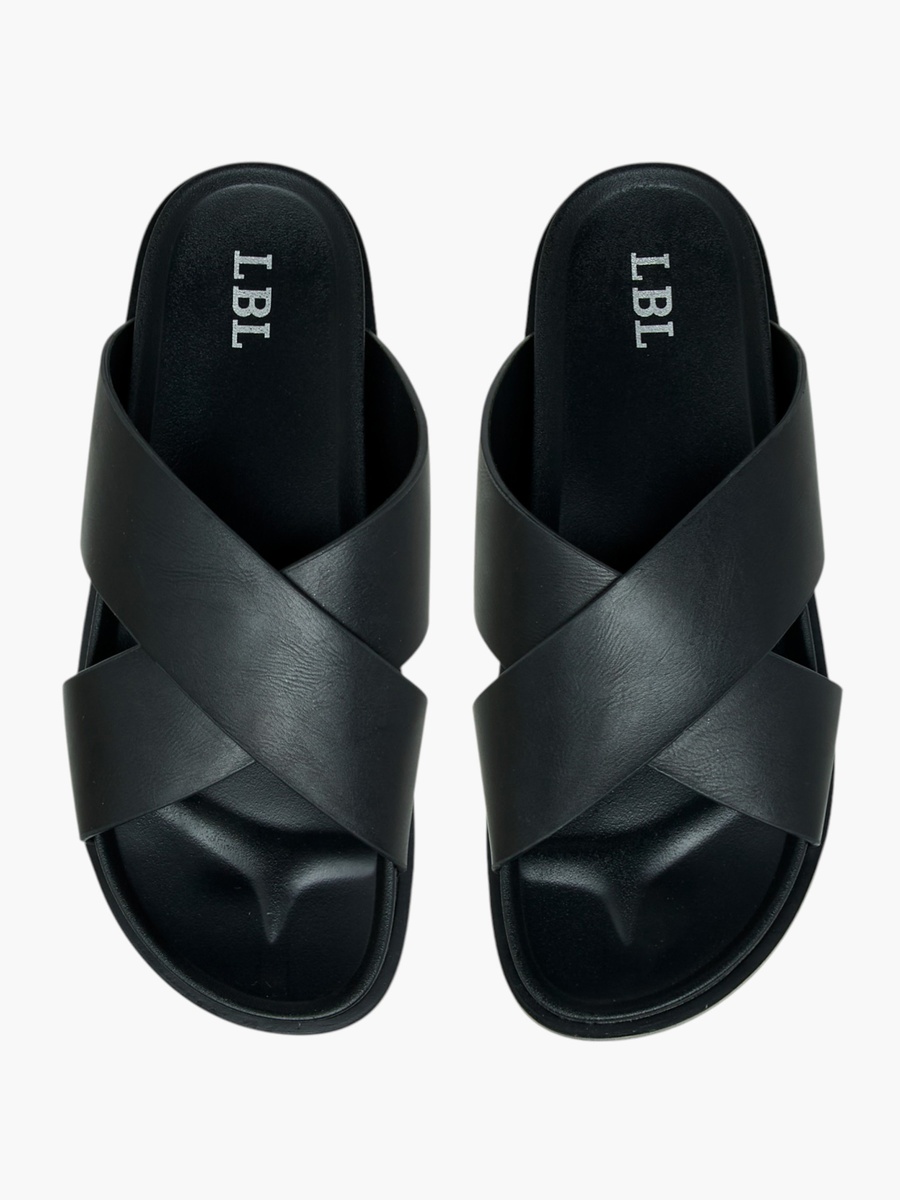 Cross Strap Slip-On Sandals