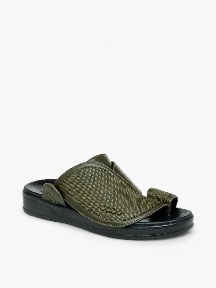 Textured Slip-On Arabic Sandals with Toe Loop