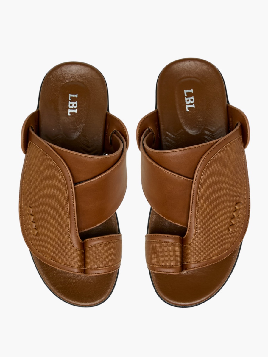 Textured Slip-On Arabic Sandals with Toe Loop