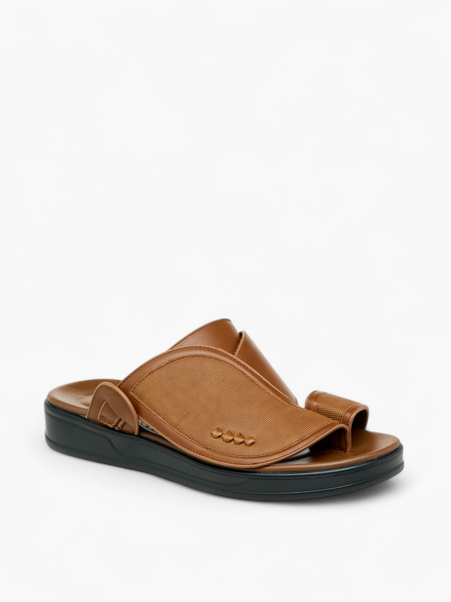 Textured Slip-On Arabic Sandals with Toe Loop