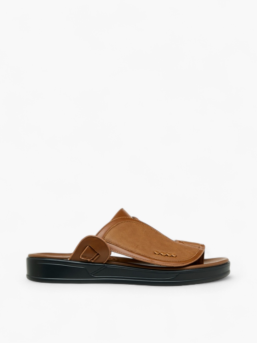 Textured Slip-On Arabic Sandals with Toe Loop