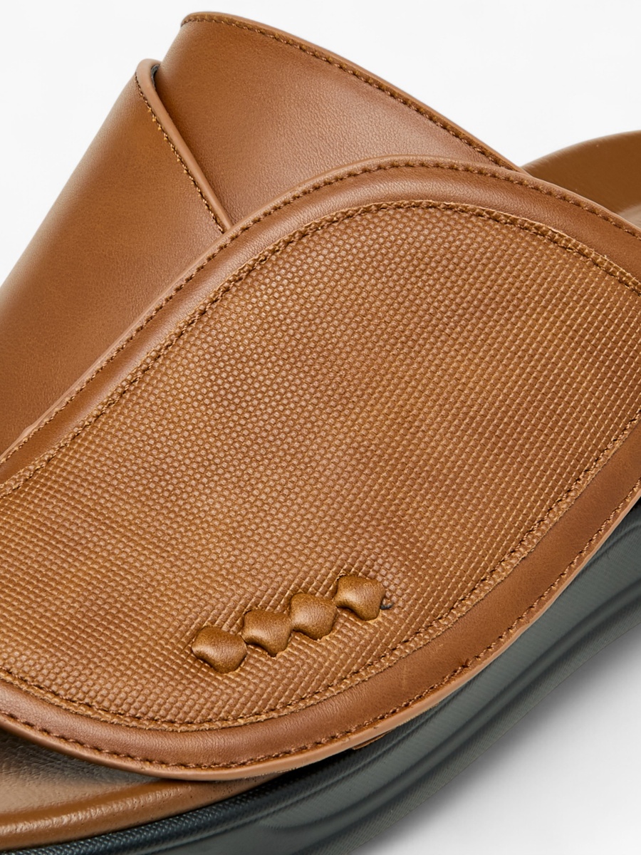Textured Slip-On Arabic Sandals with Toe Loop