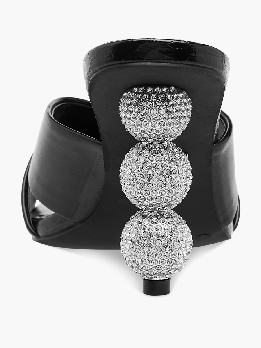 Women Embellished Slip-On Cross Strap Sandals with Stiletto Heels
