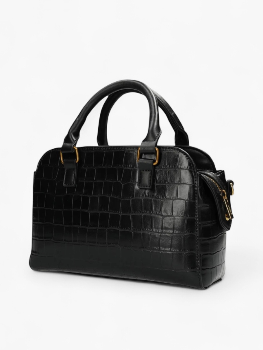 Textured Tote Bag with Detachable Strap