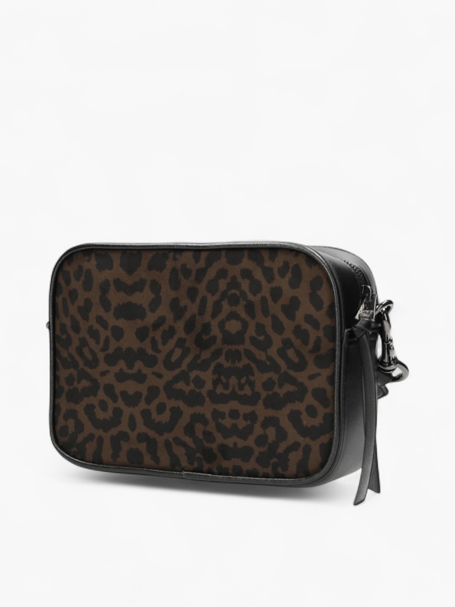 Animal Print Crossbody Bag with Striped Strap