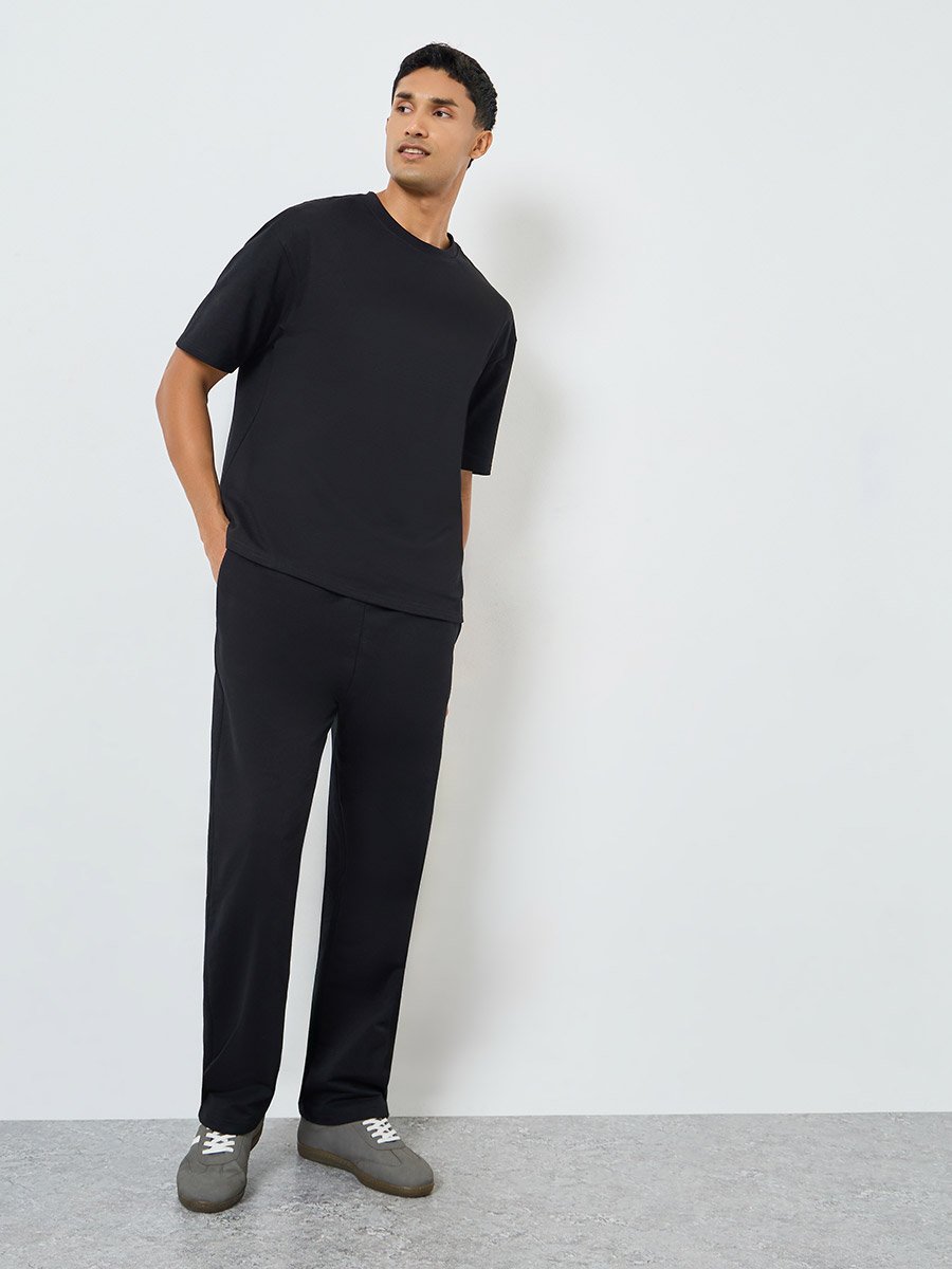 Men Black Graphic Print Oversized T-Shirt