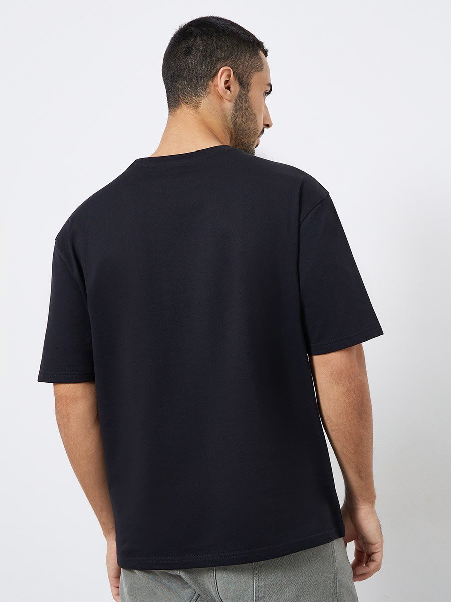 Men Black Graphic Print Oversized T-Shirt