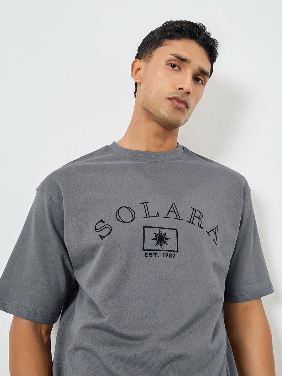 Men Embroidered Oversized Cotton T-Shirt