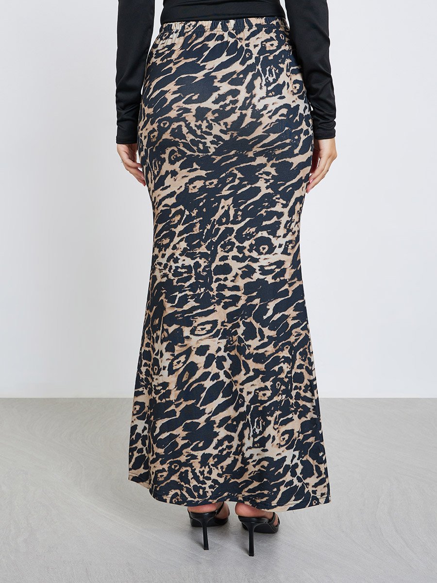Animal Print Bodycon Maxi Skirt